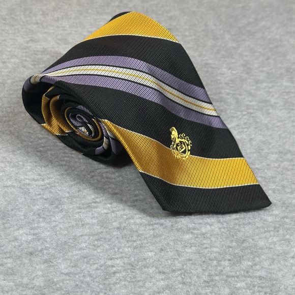 Vintage Kings Road Neck Tie Mens Mogador Stripe‎ Yellow Purple Sears 54x4